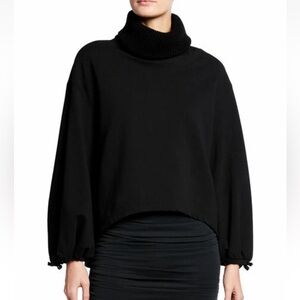 Alice & Olivia Micha Turtleneck Blouson-Sleeve Sweat in Black Sz XS cotton EUC